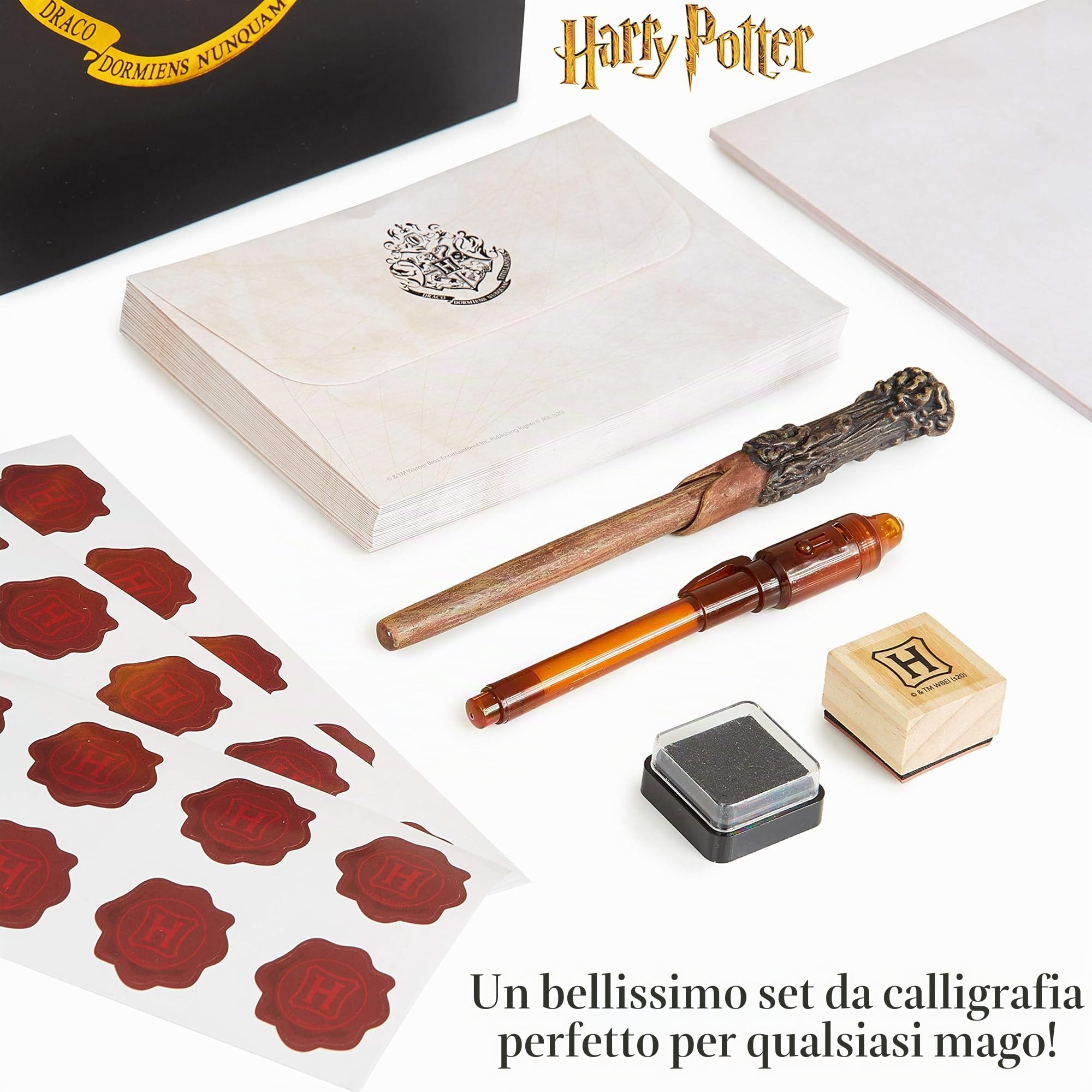 Harry Potter Set Cancelleria Con Carta Da Lettere Buste Adesivi Con Sigillo Hogwarts Penna Inchiostro Invisibile Penna Calligrafica, Regali Harry Potter