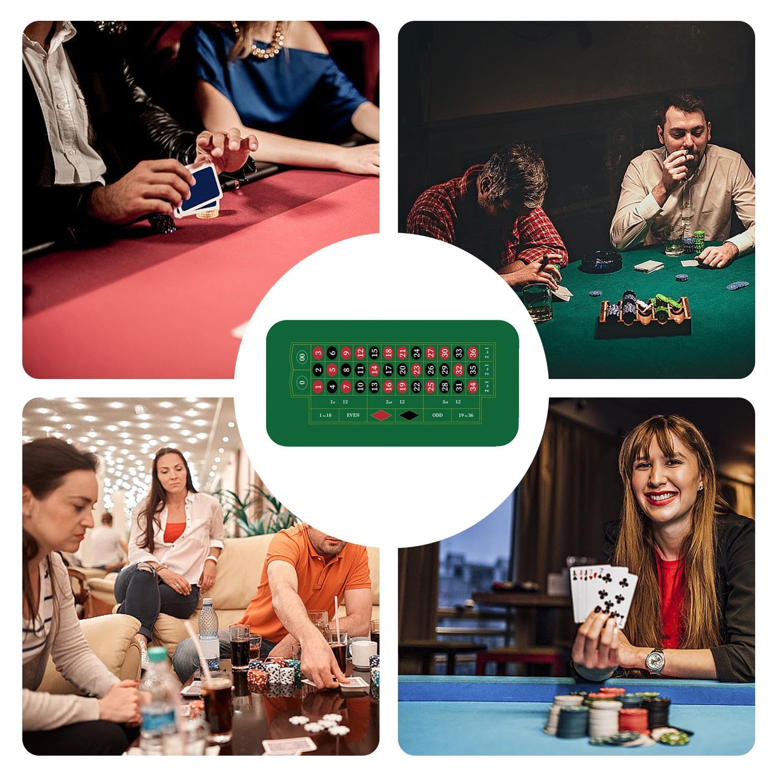 Générique Tovaglia da Poker, Tovaglia da – Tappeto da Poker Holdem 120 x | 60 cm, tappetino da tavolo da poker antiscivolo, copritavolo a carte per sera, raccolta fondi, serate a tema