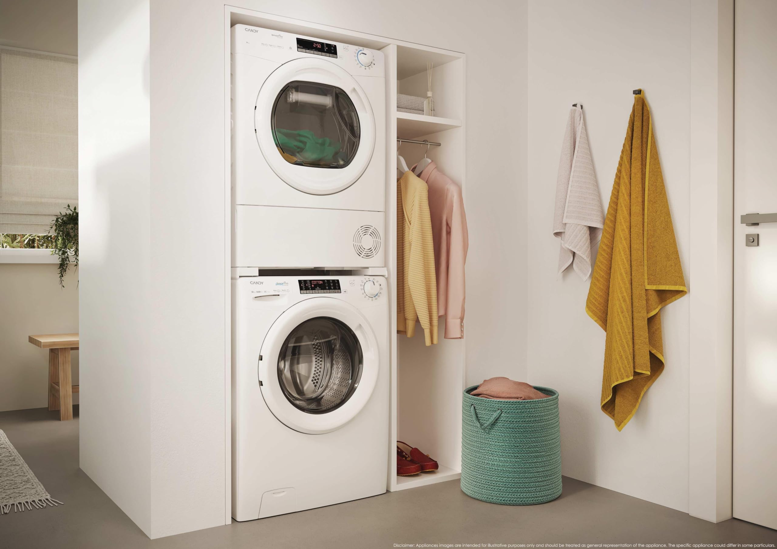 Candy Smart Pro CRO EH10N2TE-S, Asciugatrice 10KG, Pompa di Calore, Connetività Wi-Fi + BLE, App HOn, Woolmark Certification, Rumorosità (dB) 64, 85 x 59.6 x 58.5 cm(A x L x P cm), Bianca - Classe D