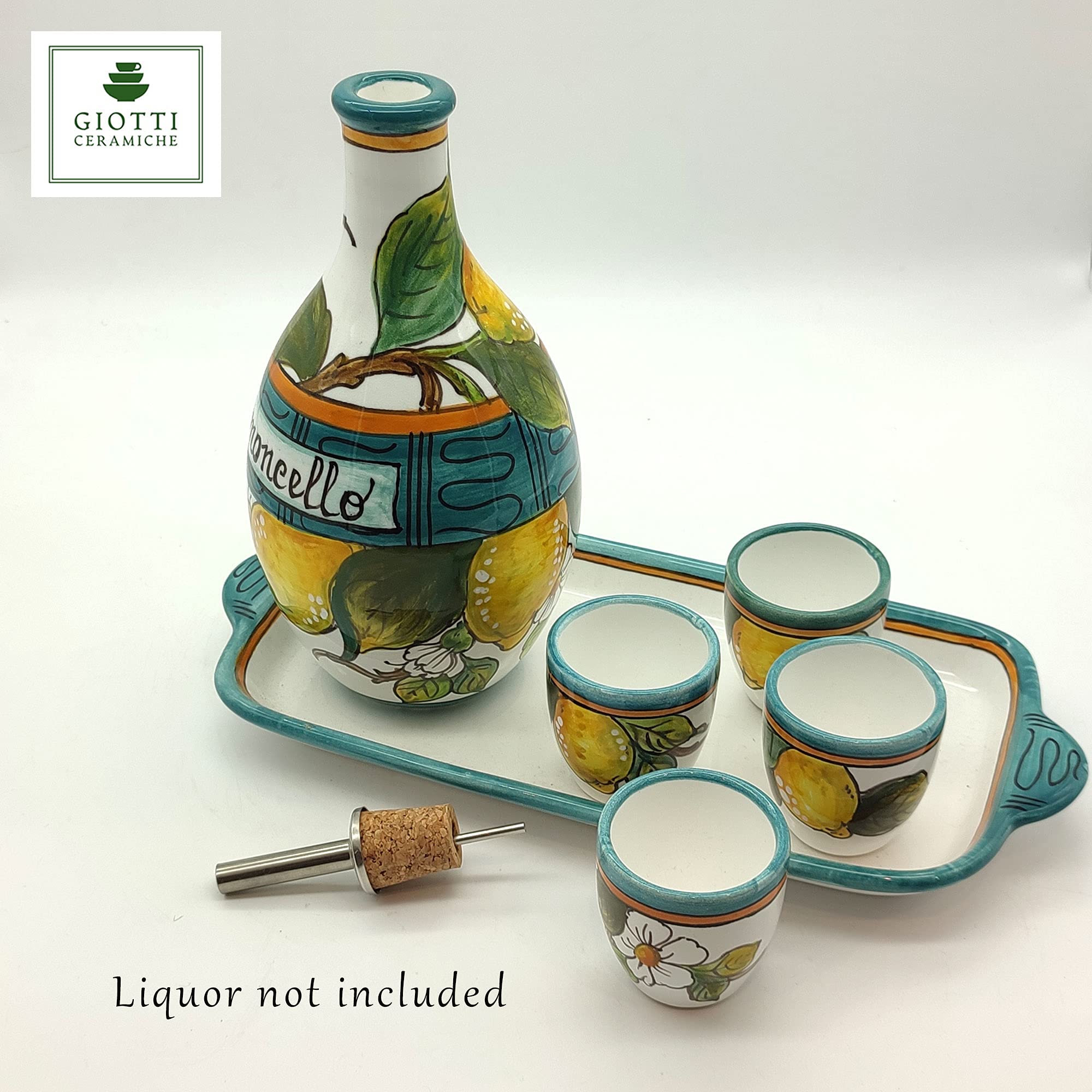 Amazon.com: Italian Ceramic Limoncello Pottery Set Tray Lemon