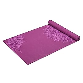 Gaiam Yoga Mat Classic Print Non Slip Exercise & Fitness Mat for All Types of Yoga, Pilates & Floor Workouts, Purple Medallion, 4mm