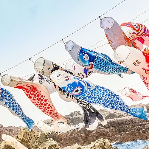 Miniatura 7 de Kite Koinobori - 10 piezas de carpas japonesas para colgar en el hogar jardín patio restaurante al aire libre barra de sushi 10 colores 157 pulgadas
