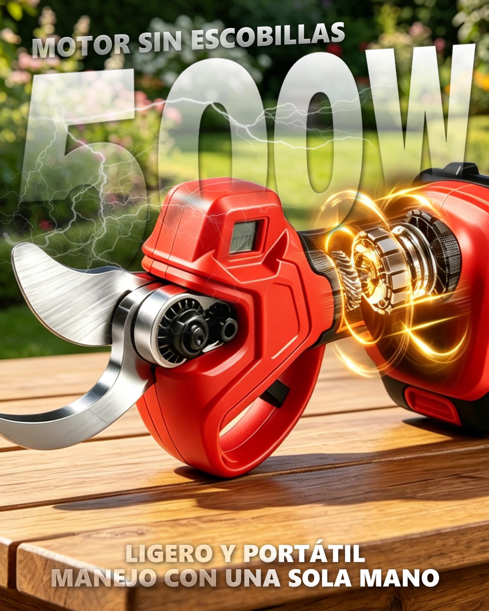 Tijeras de podar eléctricas con batería compatible con Makita 18 V, motor sin escobillas de 500 W y convertidor de batería, potencia máxima de corte de 25 mm, pantalla LCD y para podar árboles
