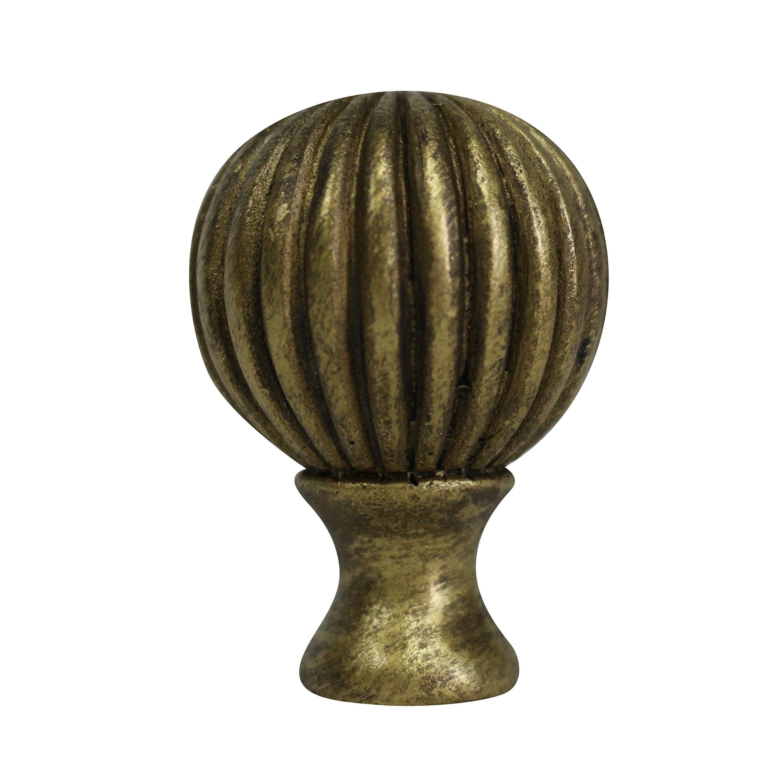 Urbanest Fluted Ball Lamp Finial, 2 1/8-inch Tall, Antique Gold