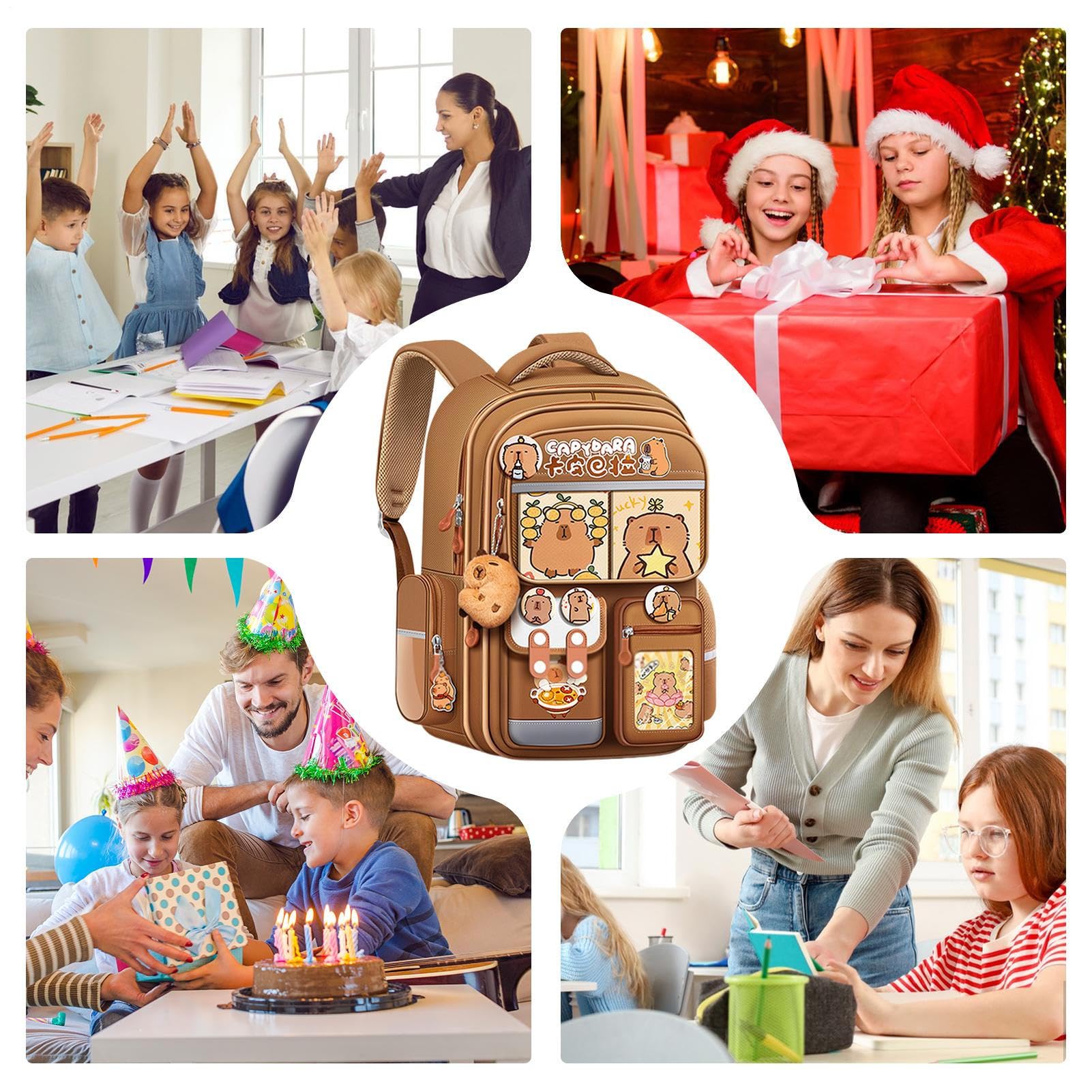 Capybara - Zaino per la scuola elementare per bambini, impermeabile, grazioso e impermeabile, per adolescenti, ragazzi, figlie, ragazze, donne, amici, familiari