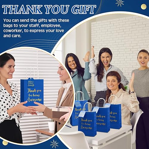 Miniatura 5 de Fulmoon 48 bolsas de regalo de agradecimiento con asa, bolsas de papel kraft con la frase "Thank You for Being Awesome Goodie Bags para pequeñas