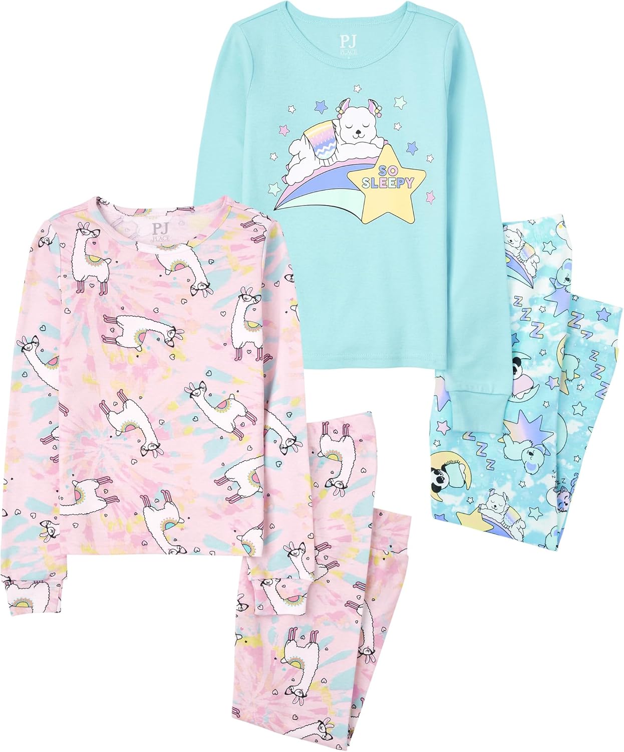 The Children's Place Girls' Single Long Sleeve Top and Pants Snug Fit 100% Cotton 2 Piece Pajama Sets