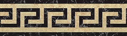 WallDesign Decorative Vinyl Marble Stone Inlay Pattern Trim Wall Border - 3 inch Width by 10 ft Length (Multicolor)