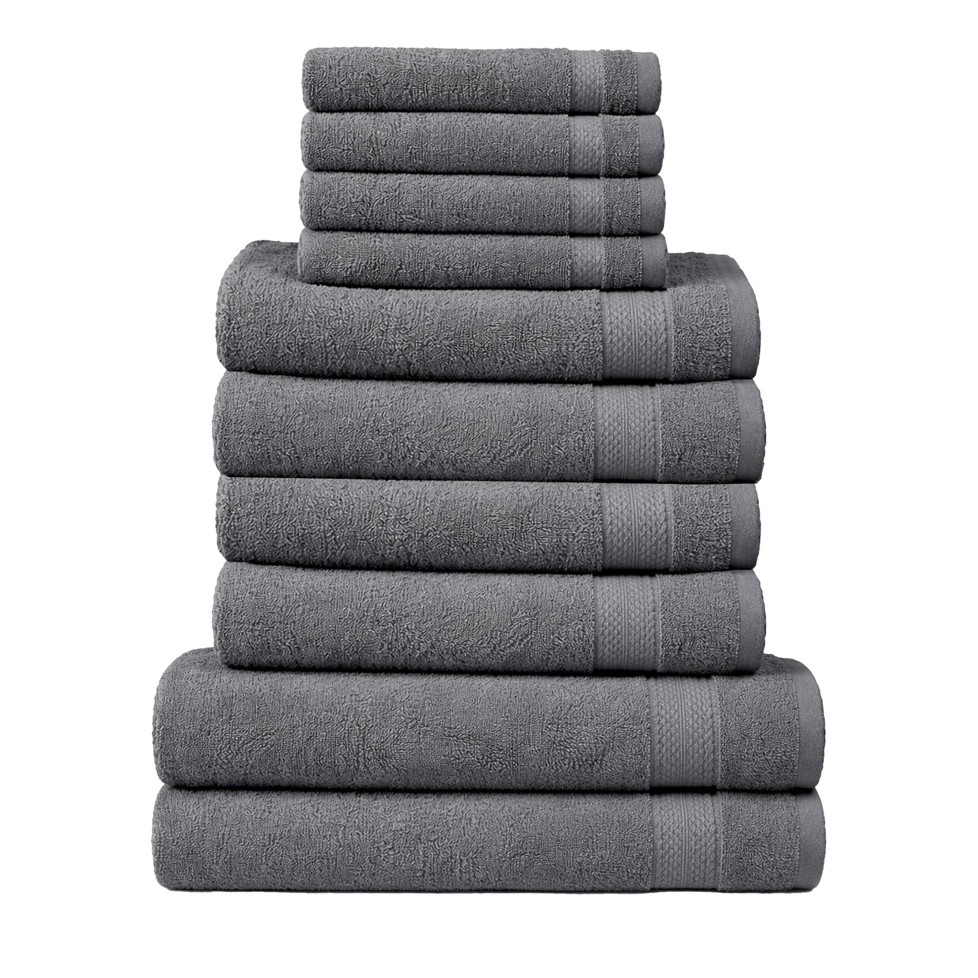 RAYMSTER 10 Piece Egyptian Cotton Towel Set - 2 Bath, 4 Face, & 4 Hand Towels Set for Daily Use - Soft, Highly Absorbent, Quick Dry, and Lightweight - Hotel Spa Quality - 500 GSM (Charcoal) โ image 1