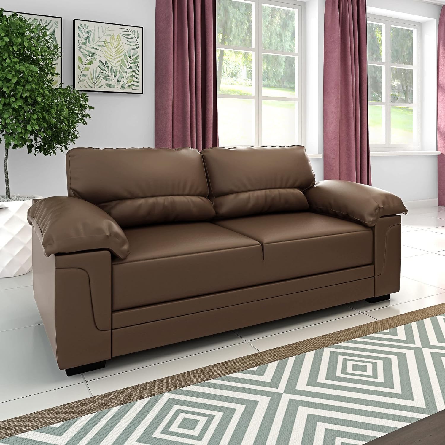 Panana 3 Seater Faux Leather Sofa Loveseat Living Room Lounge Room