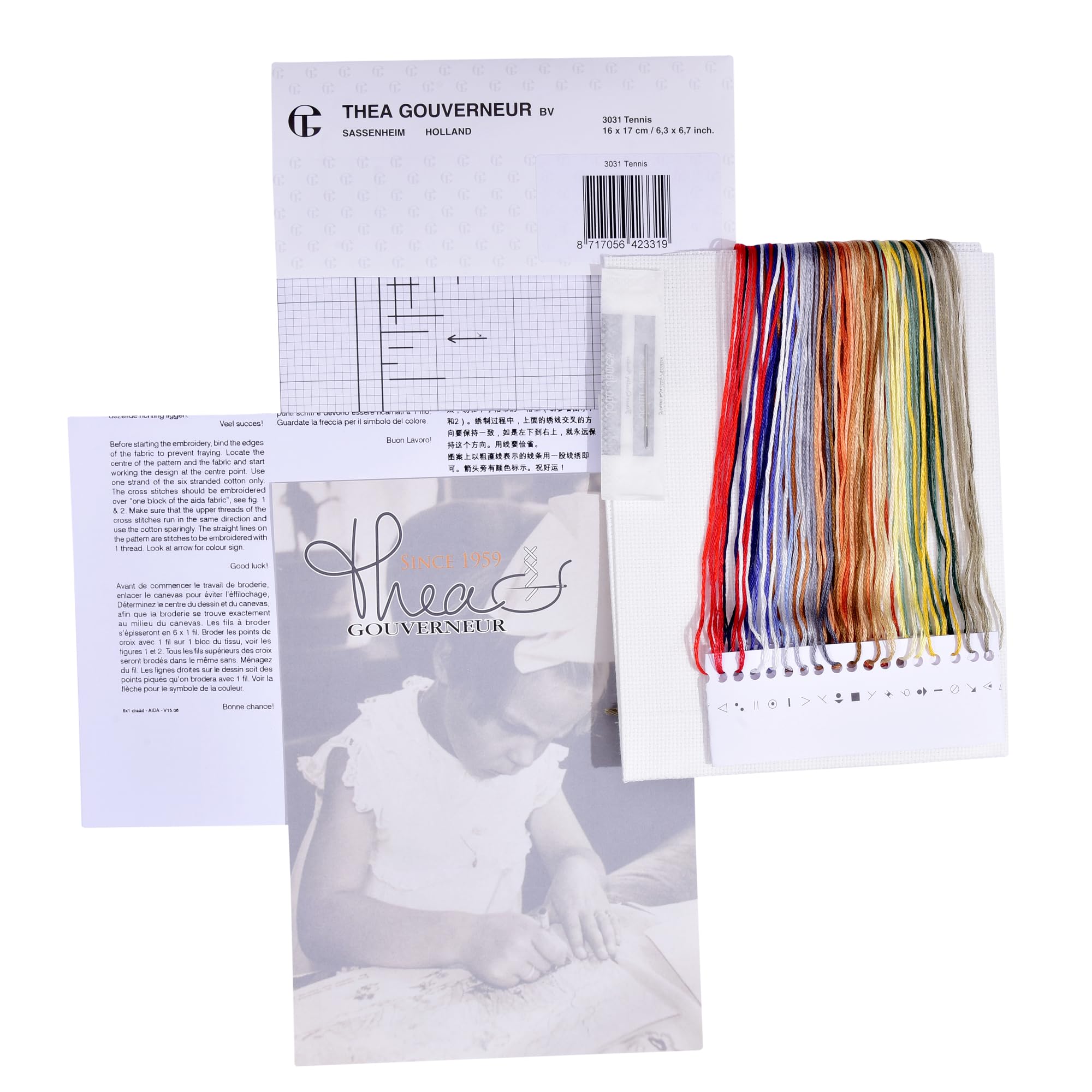 Thea Gouverneur Tennis Kreuzstich-Kit Auf Leinen – Naturrealistisches Motiv 36 Count