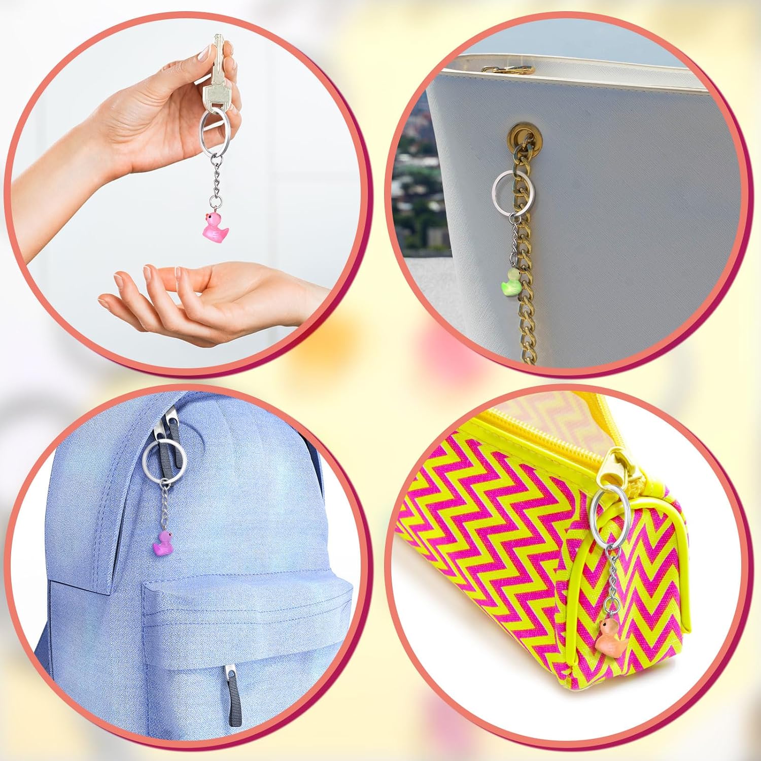 Junkin 48 Pcs Mini Duck Keychains Glow in The Dark Duck Keychains Duckling Party Favors Light up Tiny Duckling for Birthday Gift - Image 5