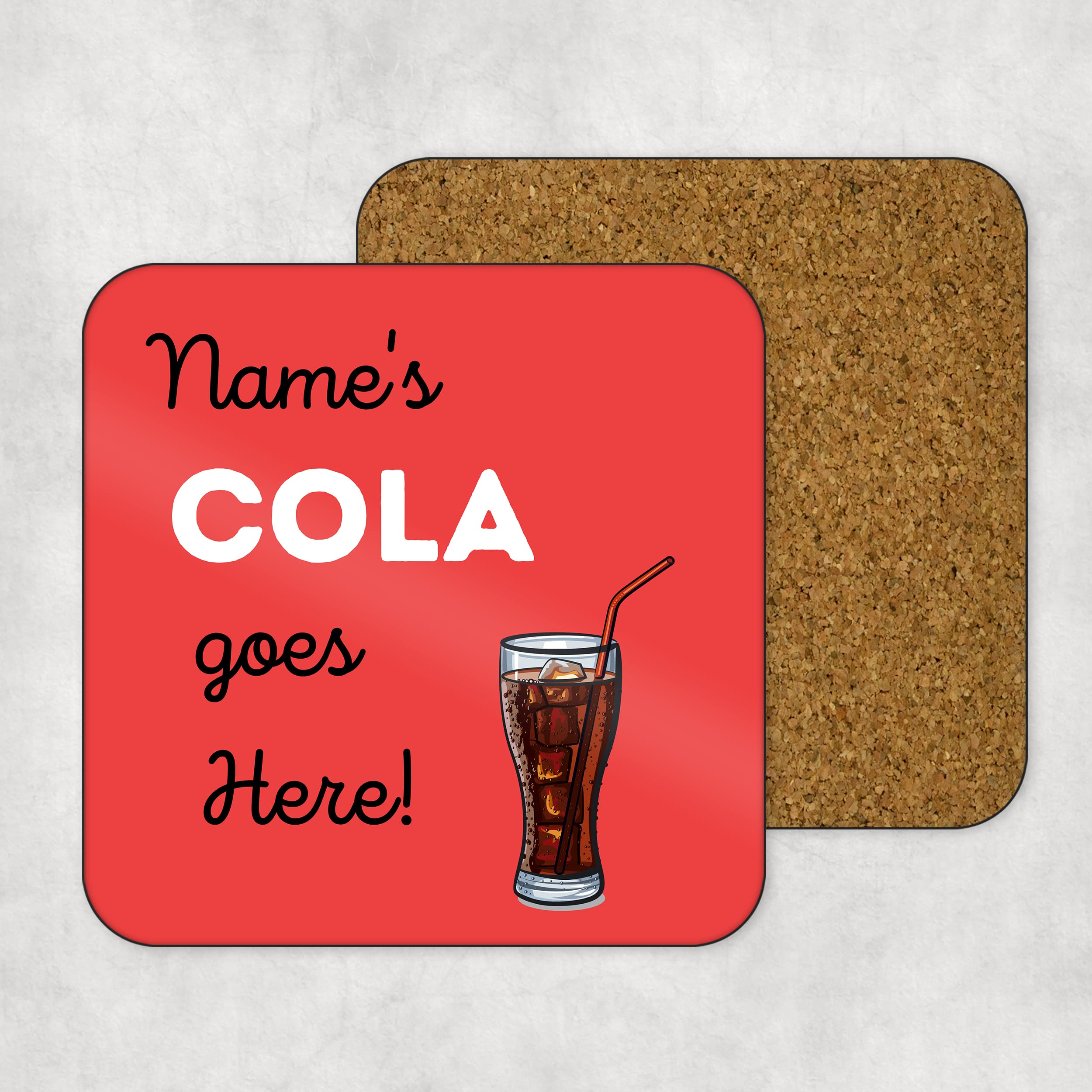 Printed Personalised Drinks Coaster Cola SQUARE - High Gloss Finish