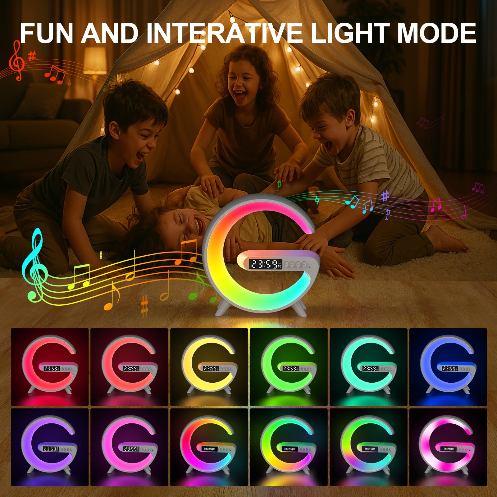 Kangtaixin Lichtwecker, Tageslichtwecker, Sonnenaufgang Wecker mit Licht, Tischlampe mit Bluetooth-Lautsprecher Lichter für Erwachsene Kinder Schlafzimmer Deko, Weihnachts, Geburtstag Geschenke