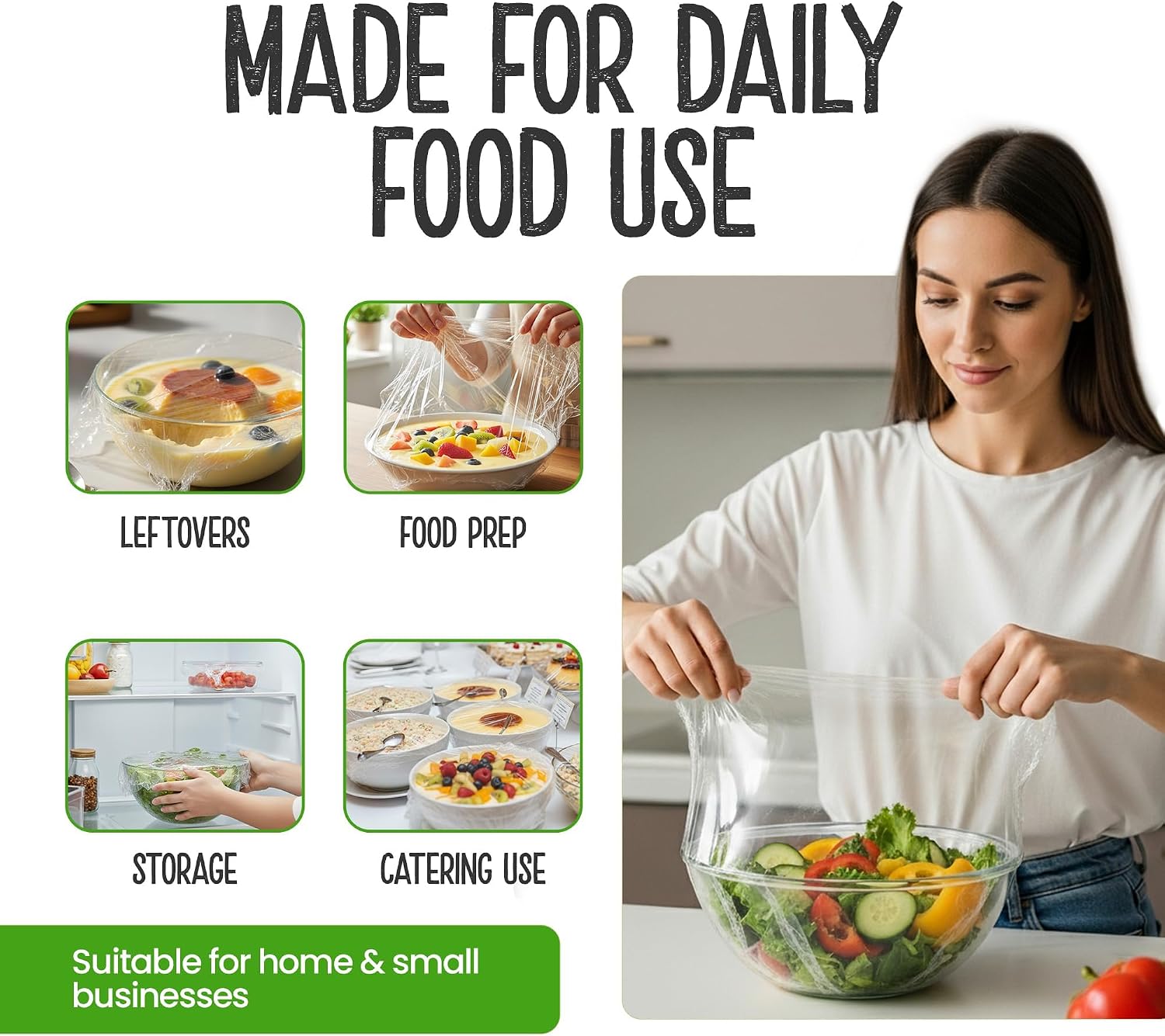 Eco Green Living Biodegradable Cling Film Bio Cling Wrap 100% Compostable, BPA & Plastic-Free Food Wrap, Vegan, Fridge & Freezer Safe, Recyclable Cardboard Dispenser. 3 Pack 30cm x 30m