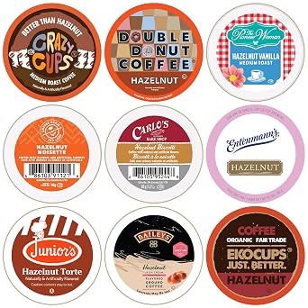 Perfect Samplers Hazelnut Coffee Pods Variety Pack, Medium Roast for Keurig K Cups Machines, Assorted Sampler, 30 Count