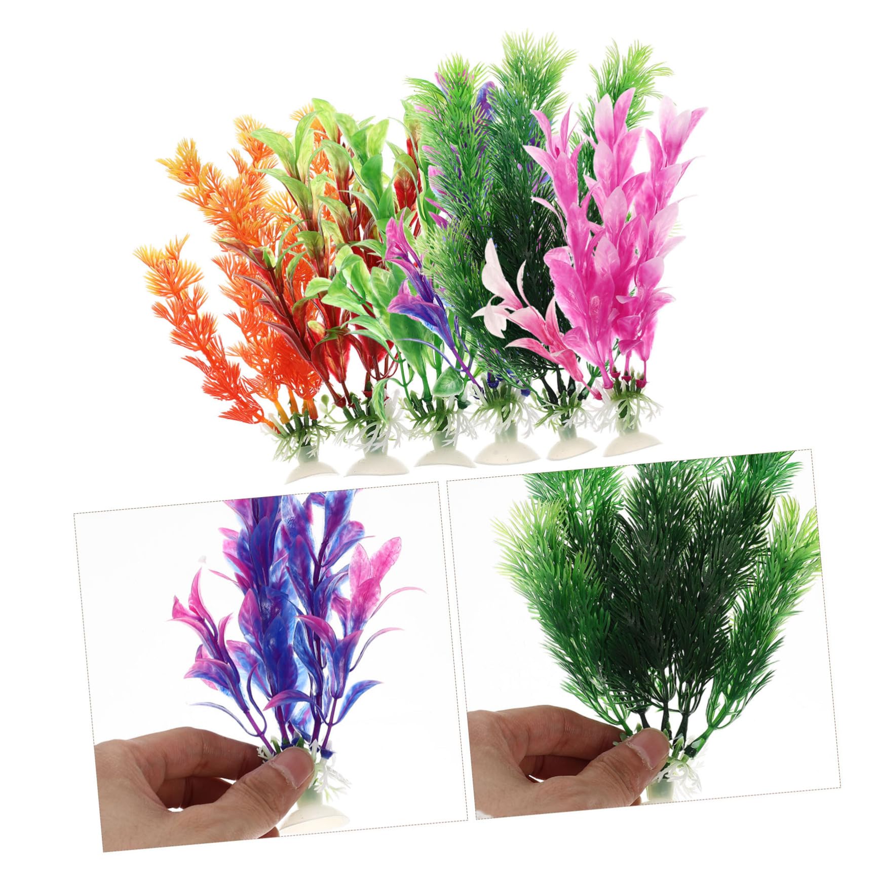 YARNOW 4 Set Acquario Paesaggistico Piante Acquatiche Decorazioni Del Serbatoio Impostore Pianta Vaso Da Terrario Fioriere Piante Finte Arredamento Impianti Falso Plastica 6 Pezzi * 4