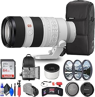 Sony FE 70-200mm f/2.8 GM OSS II Lens (SEL70200GM2) + 64GB Memory Card + FilterKit + Backpack + Card Reader + Flex Tripod + Memory Wallet + Cap Keeper + Cleaning Set + Hand Strap (Renewed)