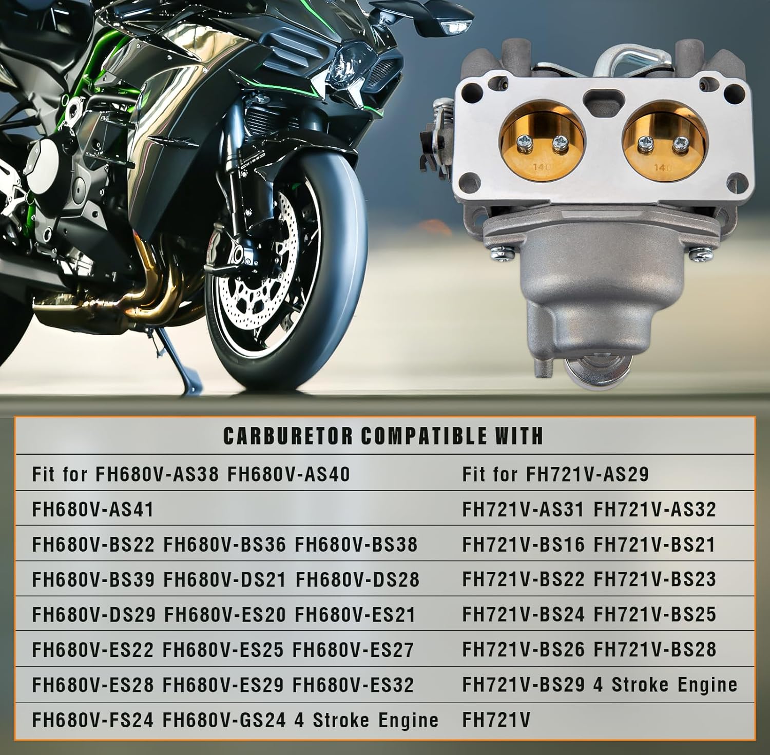 FH661V Carburetor Compatible with Kawasaki FH641V FH661V FH680V FH721V FX850V, 22 HP Engine, with 49065-0724 Oil Filter/Fuel pump,Replaces Parts 15004-1010 15004-0763 15004-7024