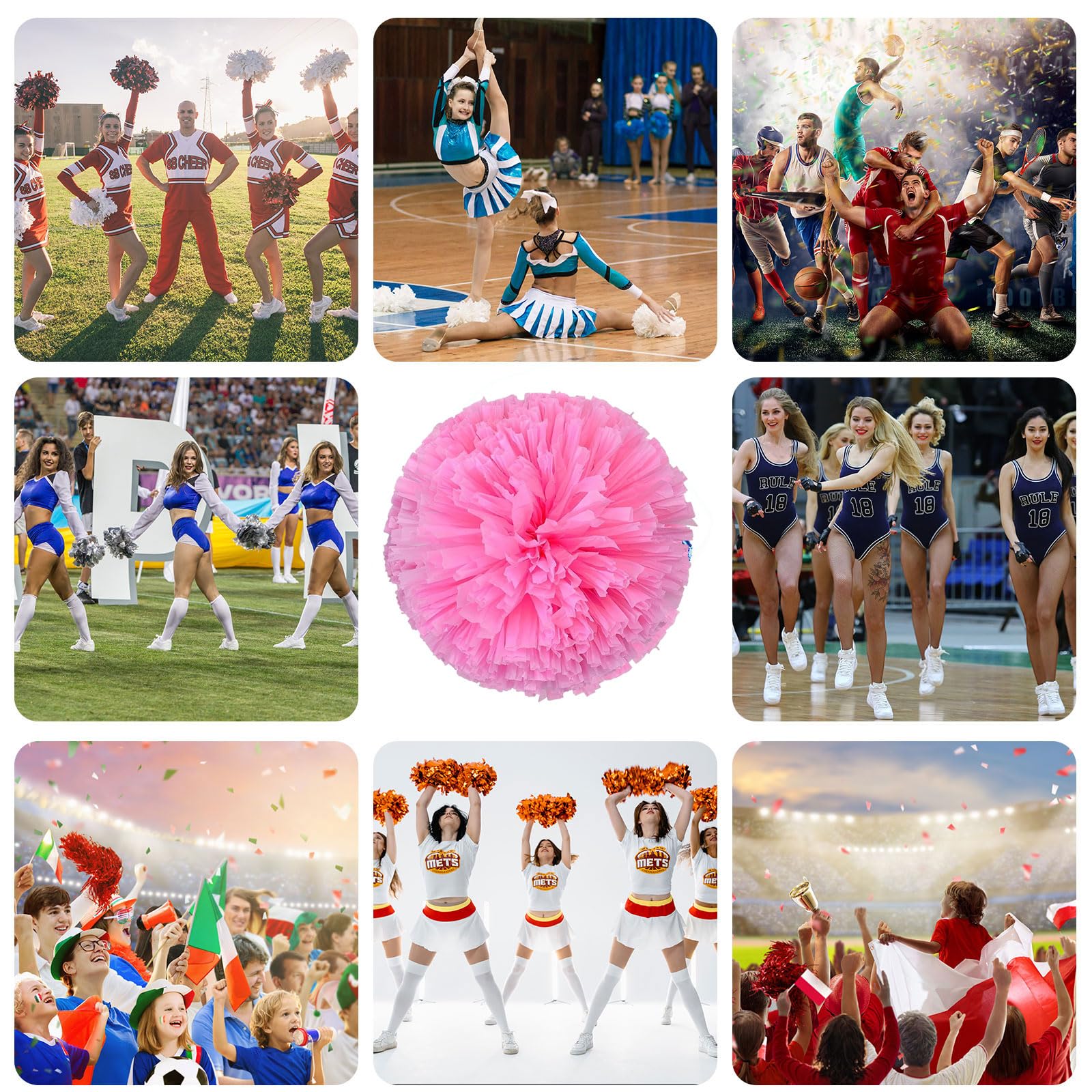 Cheer pompony, 26 szt. uchwyt na cztery palce, ręczne pompony drużyny cheerleaderek, do drużyny sportowej, gry ducha, na imprezę taneczną, dla dorosłych, pudrowe