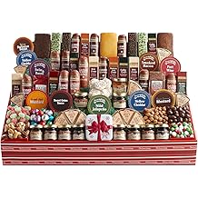 The Swiss Colony 70 All-Time Favorites &ndash; Ultimate Gift Basket Summer Sausage Meats, Cheeses, Chocolates, Cookies, Coffee, Spreads, and More, Holiday Candy Gift Box Adults, Women, Men, 9 lb. 12.75 oz.
