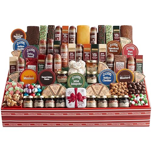 The Swiss Colony 70 All-Time Favorites – Ultimate Gift Basket Summer Sausage Meats, Cheeses, Chocolates, Cookies, Coffee, Spreads, and More, Holiday Candy Gift Box Adults, Women, Men, 9 lb. 12.75 oz.