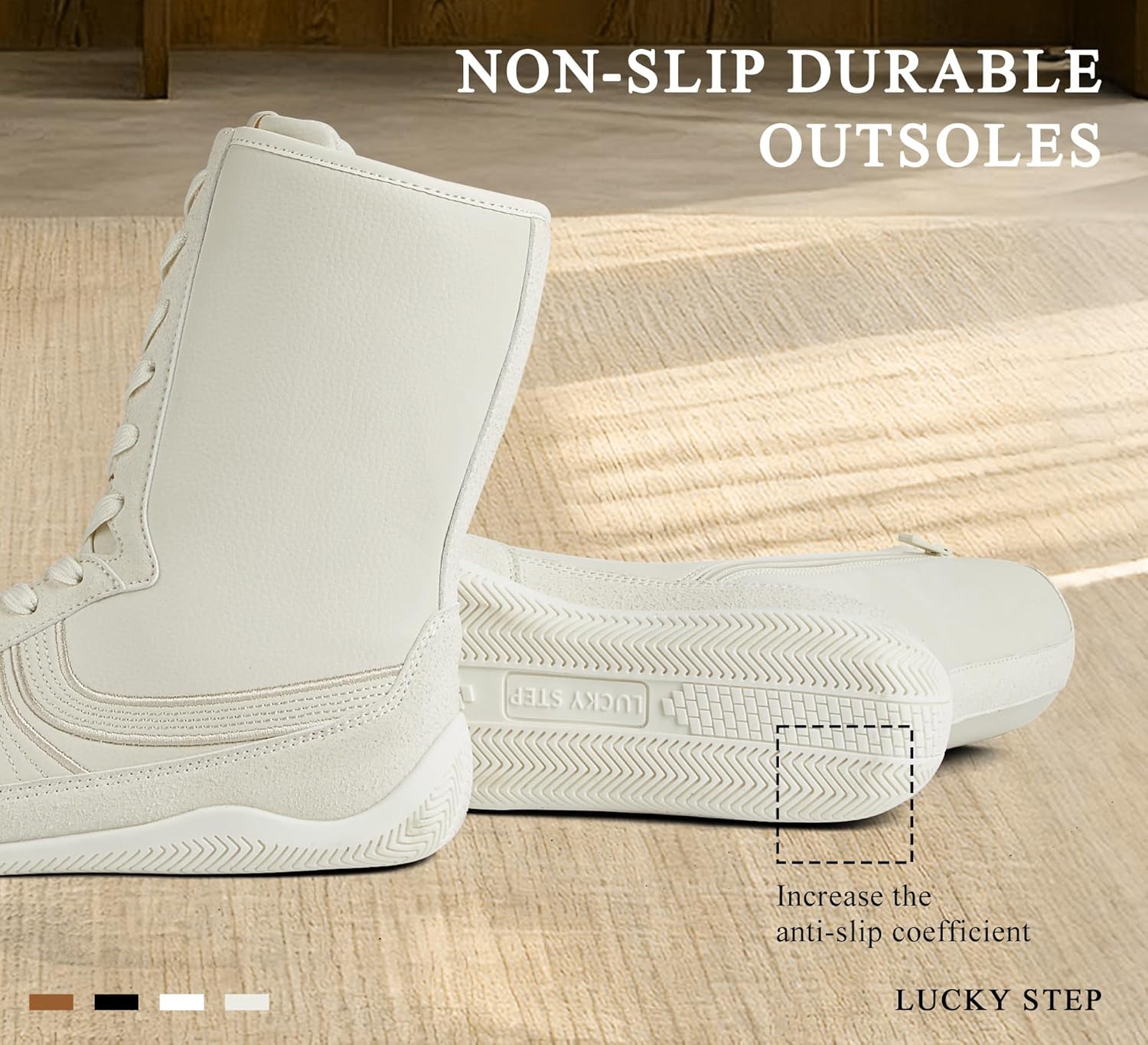 LUCKY STEP Women's High Top Fashion Boots Casual Retro Comfortable Shoes Lace Up Training Sneakers - Image 5