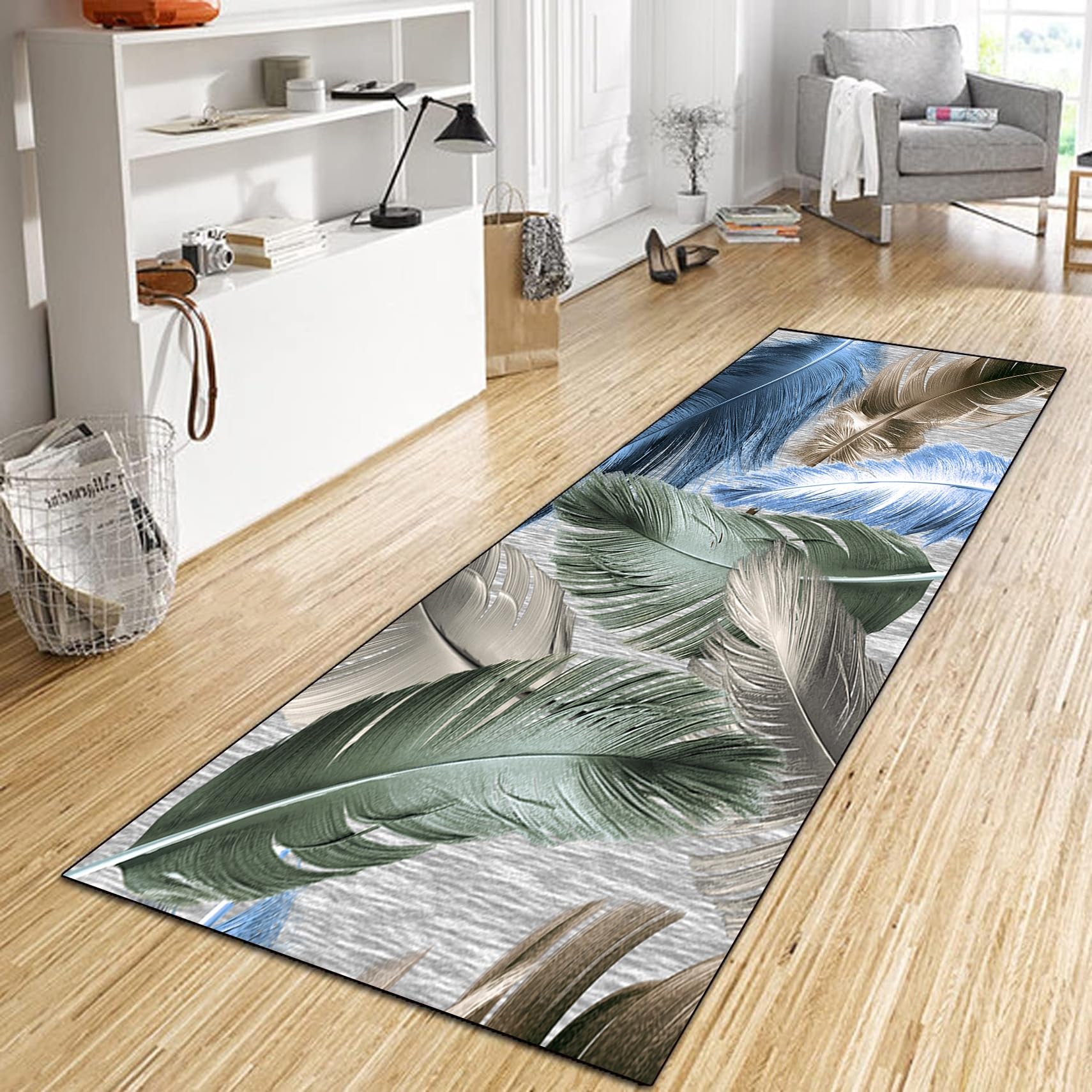 Alfombra pasillo de pelo corto tapete lavable 66x230 para vestíbulo