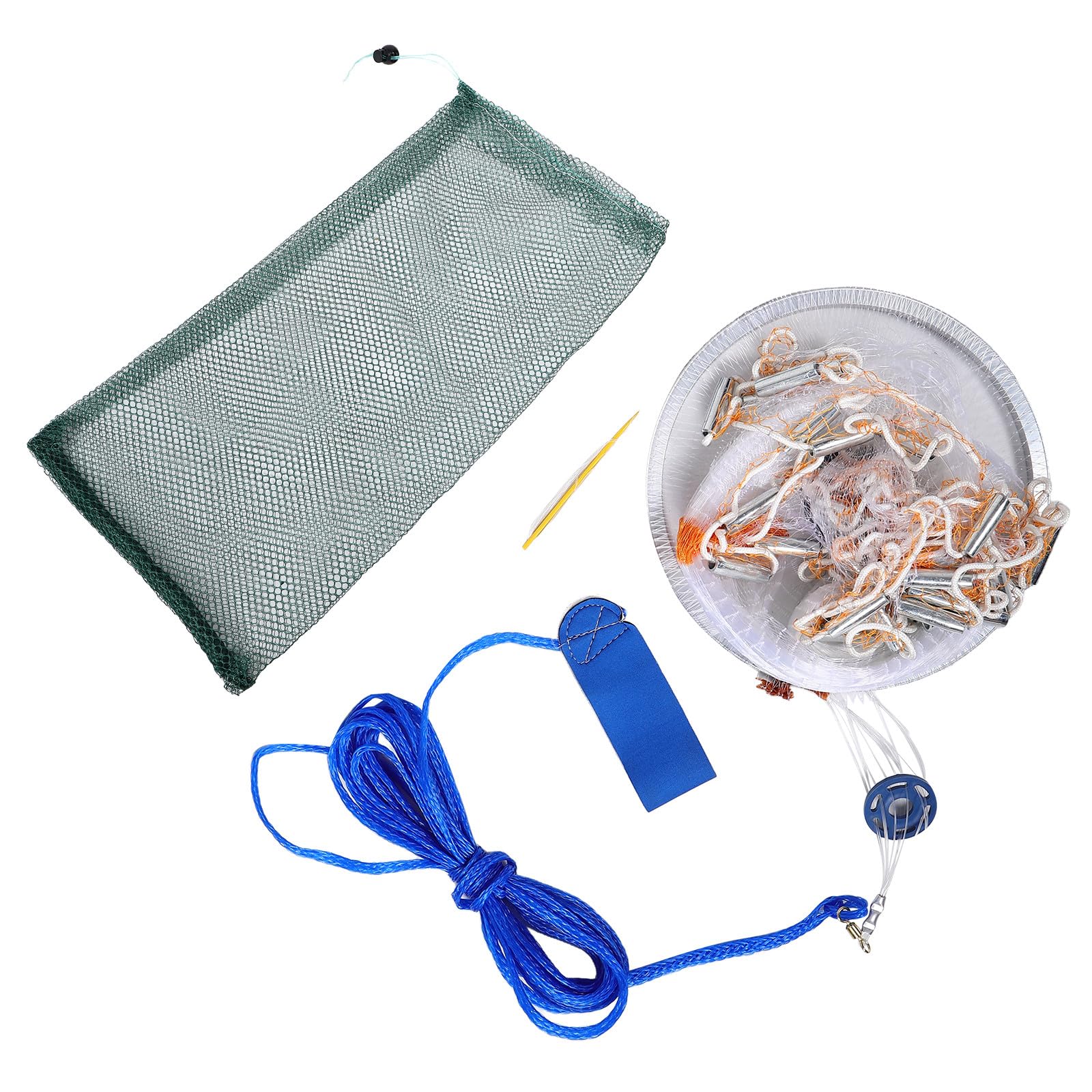 Toyvian Retino da Lancio Piccolo in Lega di Alluminio con Pesi in Acciaio Retino da Pesca per Esche in Acqua Naturale e Salata Trappola per Gamberetti a Mano con Rete Monofilamento Alta