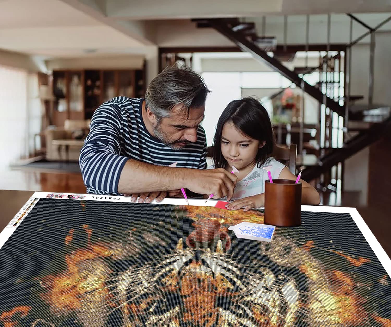 ZGmaxCL 5D Diamond Painting Kit Completo Tigre Bianca