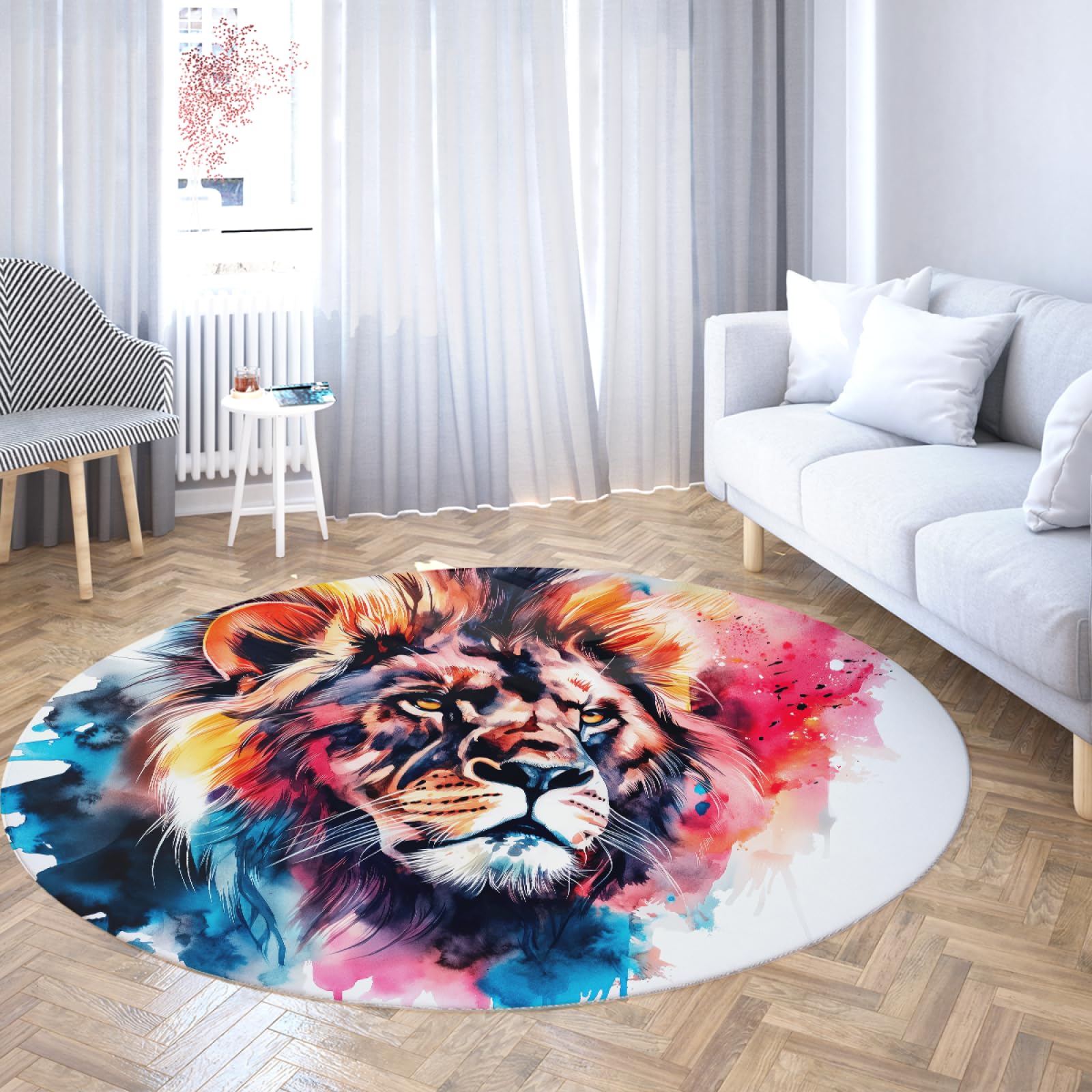 Tapis lavable lion doodle pour éviter les glissades en chambre
