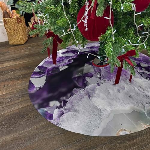 Miniatura 7 de Falda de árbol de Navidad de 48 pulgadas, falda de árbol de ágata morada, decoraciones de Navidad para interiores y exteriores, arte abstracto