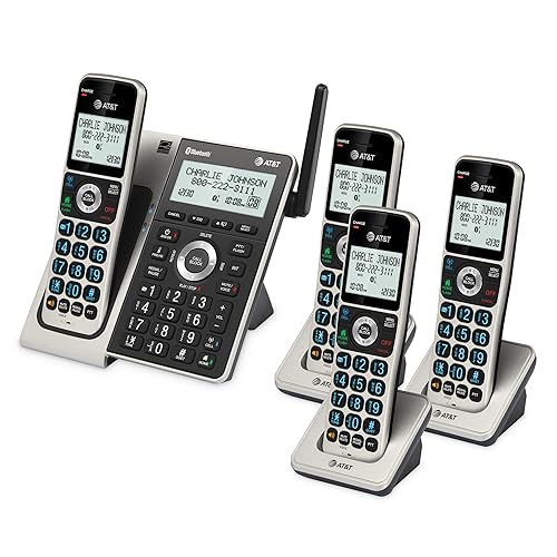 Miniatura 13 de AT&T BL3107-4 Teléfono doméstico inalámbrico DECT 6.0 de 4 teléfonos con Bluetooth, sistema de contestación, bloqueo de llamadas inteligente, rango