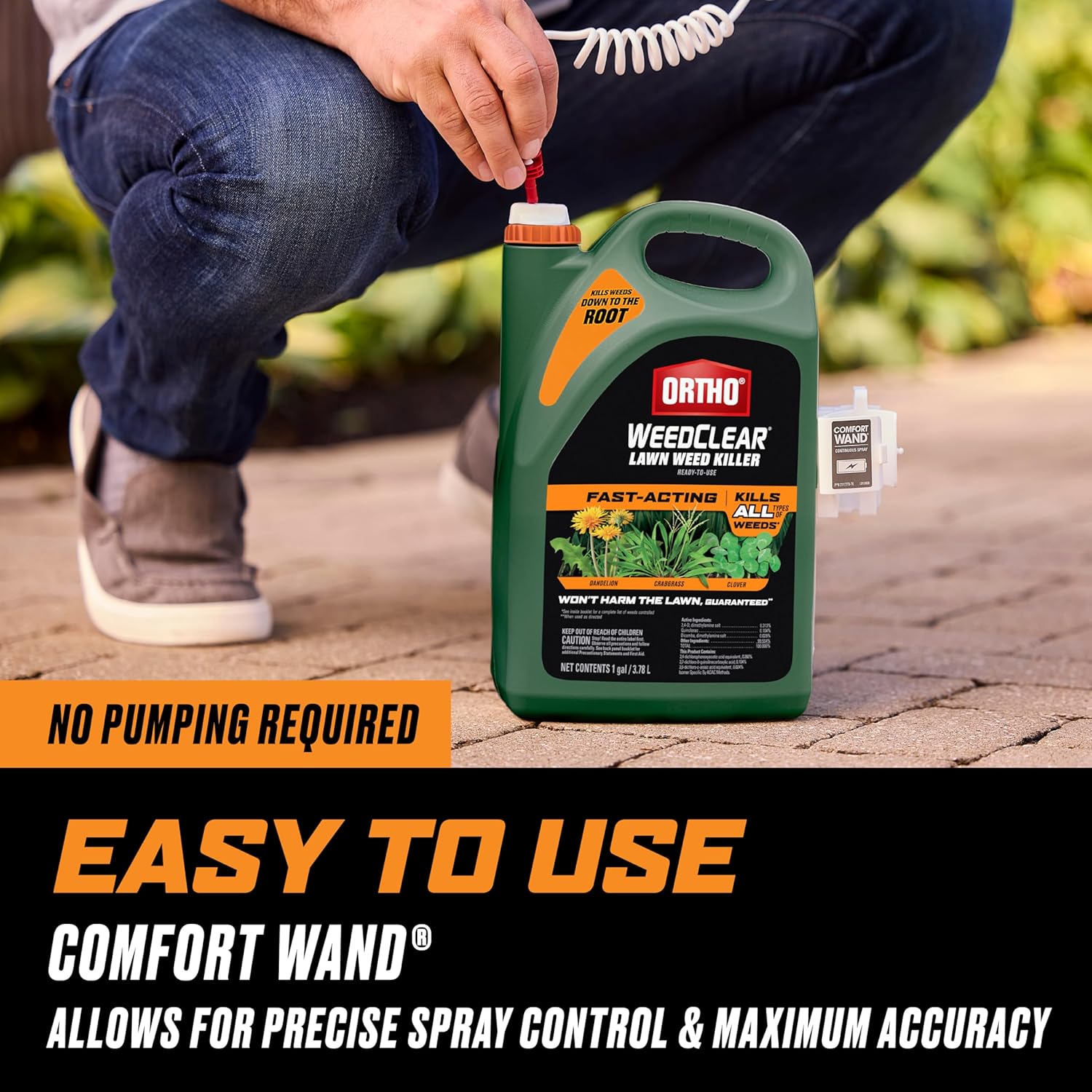 Ortho WeedClear Lawn Weed Killer Ready-to-Use with Comfort Wand, Kills Crabgrass, Dandelion and Clover, 1 gal.