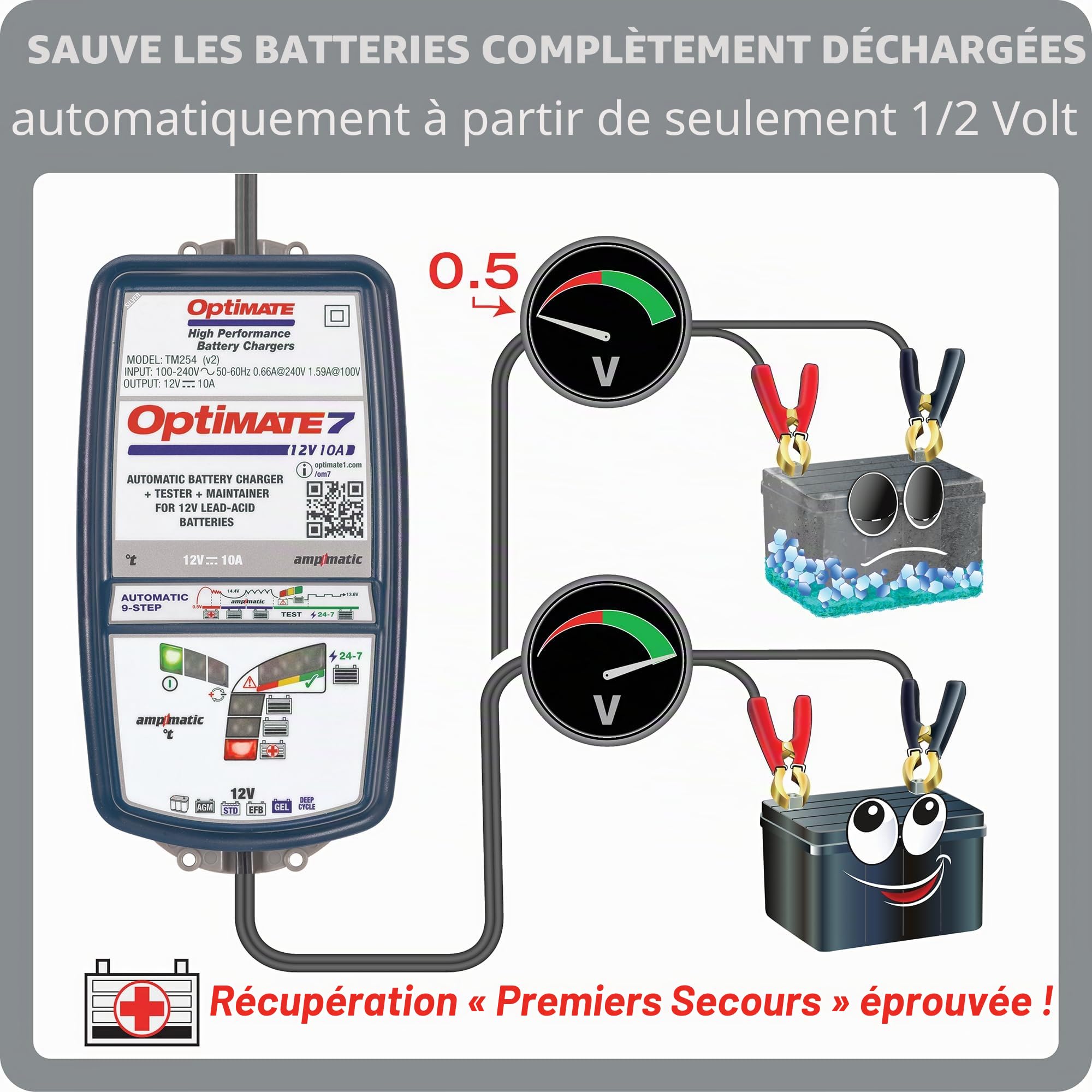OptiMATE Chargeur de batterie TM254 Optimate7 AmpMatic, 7 12 V 10A