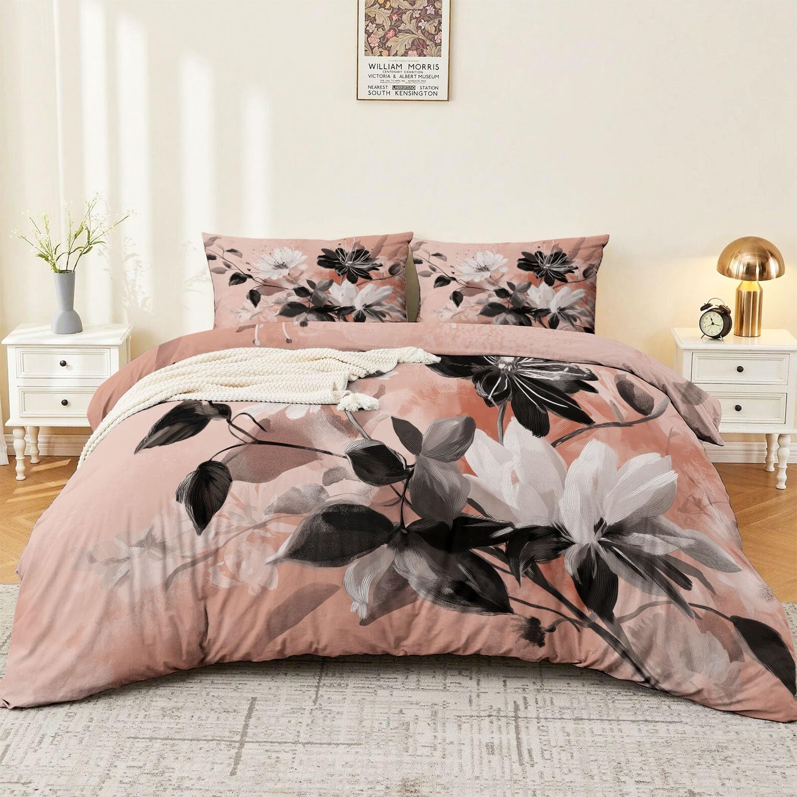 Biancheria da letto per bambini, stile vintage, romantico, in microfibra morbida e traspirante, con chiusura lampo, 200 x 200 cm e 2 federe da 80 x 80 cm