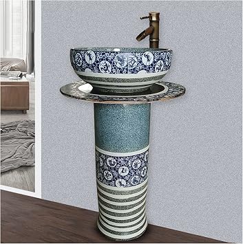 Pedestal Bathroom Sink Ceramic Retro Industrial Style Deco Pedestal Hard and Waterproof and Rust-Proof Sink Bathroom Countertop N Q P