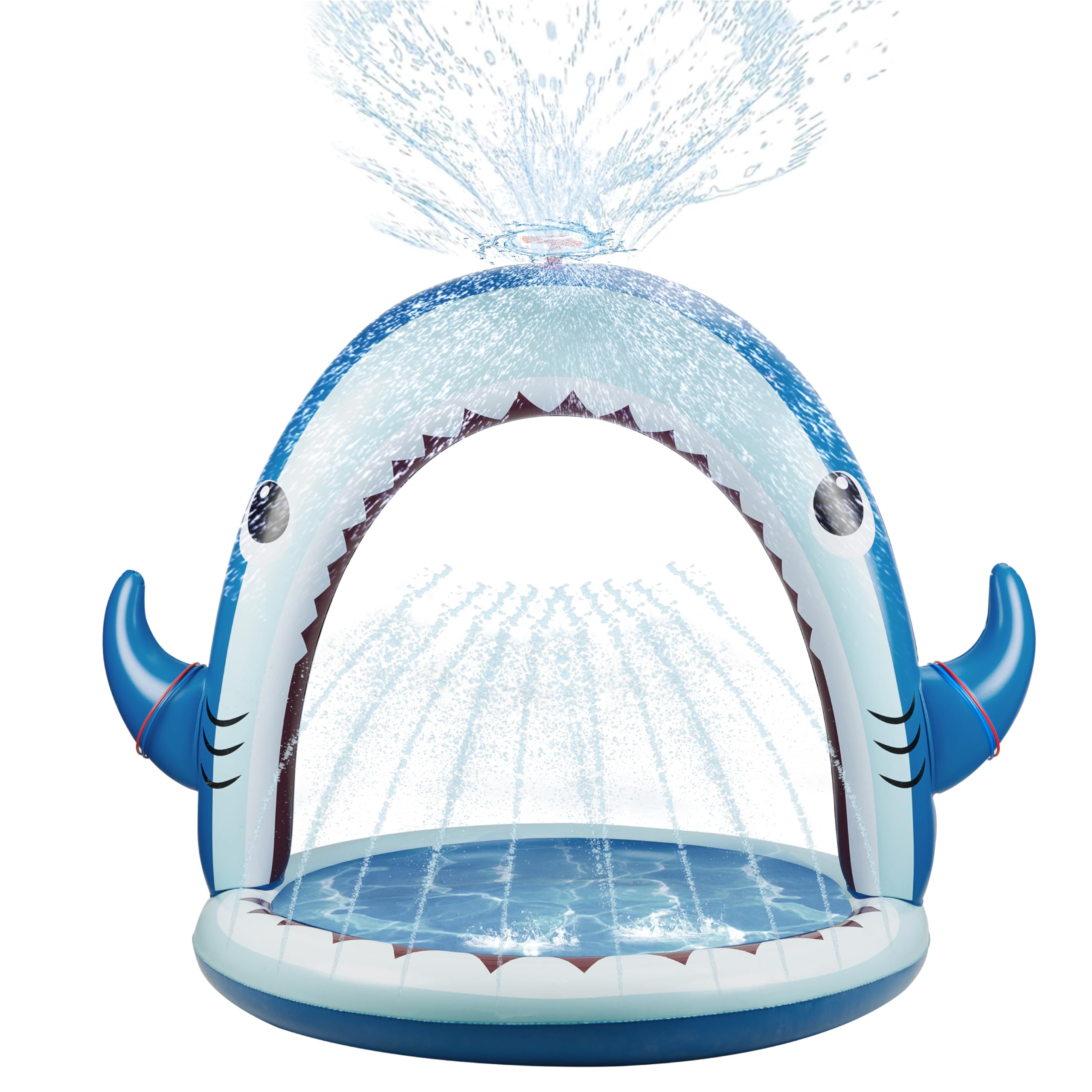 Gleamkid Sprinkler für Kinder, 4-in-1 aufblasbares Hai-Wasserspielzeug für Jungen und Mädchen, Sommer Outdoor-Spiel mit 4-Ring-Wurf, Garten-Wassersprinkler-Sprühspielzeug, tolles Geschenk für Kinder