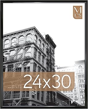 MCS Trendsetter 24x30 Poster Frame Black High-Gloss, Vertical & Horizontal Wall Hanging Large Picture Frame for Photos, Posters & Art Prints (1-Pack)