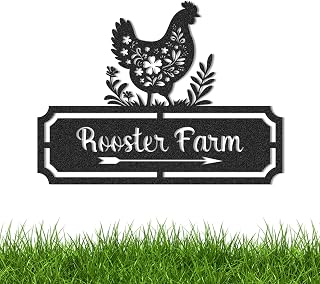 Personalized Chicken Coop Signs, Outdoor Chicken Coop Decor, Vintage Farmhouse Wall Decor, Custom Metal Name Sign for Farm Yard Garden Home, Gifts for Chicken Lovers Color05