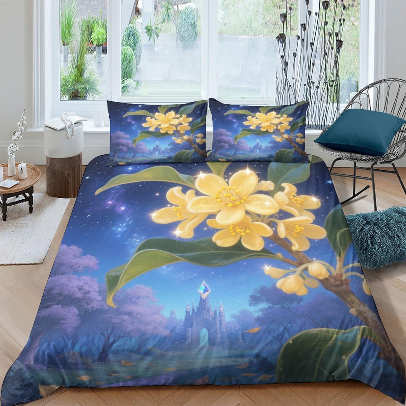 Housse de couette 200x200cm osmanthus microfibre haut de gamme à fermeture éclair