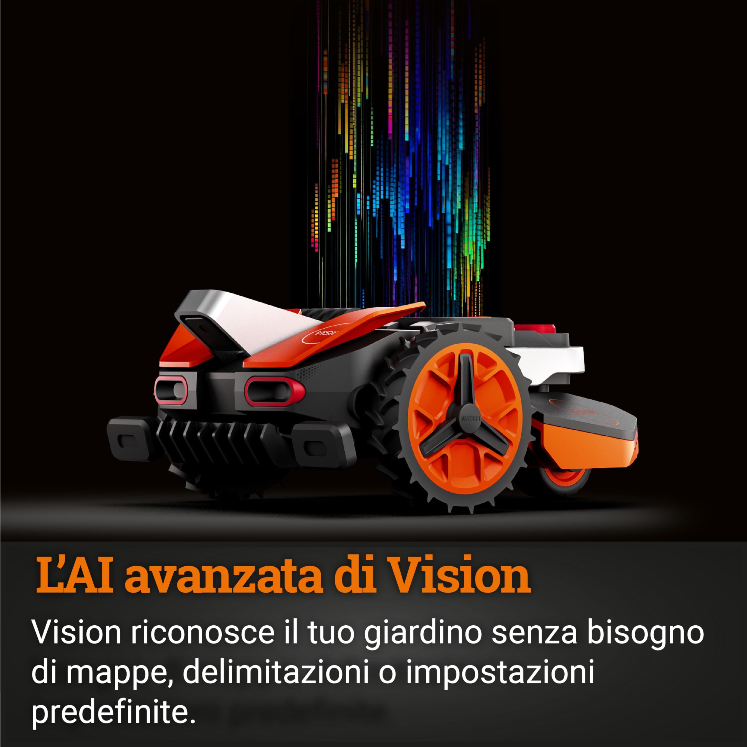 WORX Landroid Vision S250 robot tosaerba WR202E per giardini fino a 250 m² – robot tosaerba intelligente senza cavo di limitazione – WLAN e Bluetooth – prevenzione attiva degli ostacoli con tecnologia