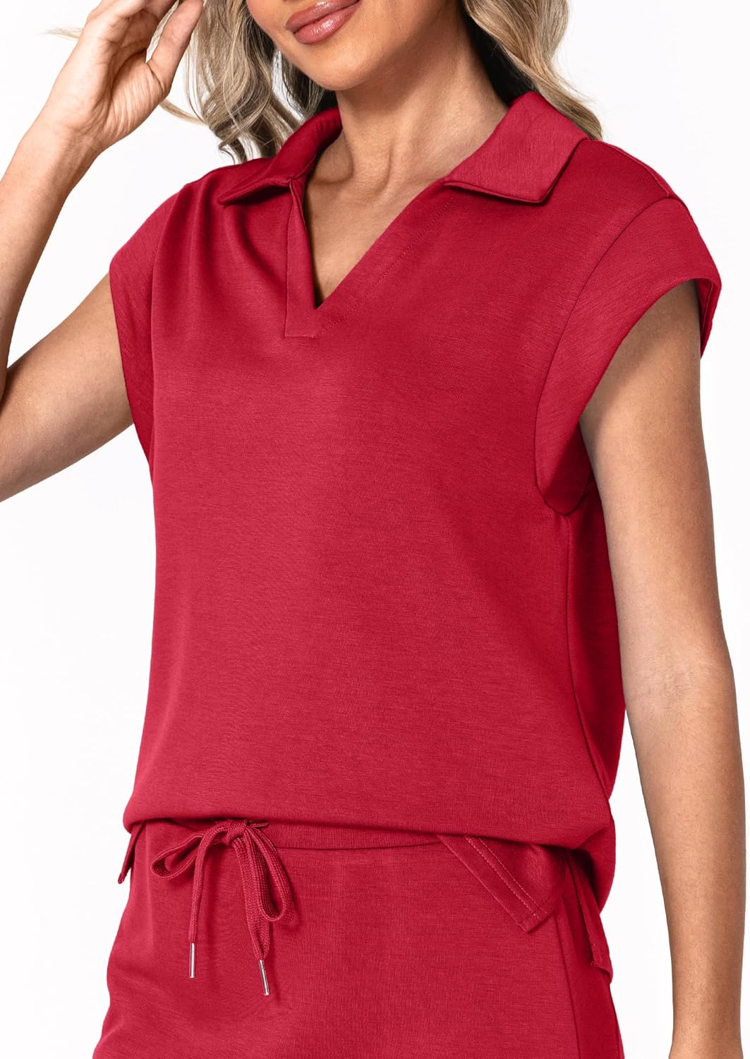 Casly Lamiit Womens Two Piece Skirt Sets Tennis Outfits Casual Cap Sleeve Lapel Shirt Summer Athletic Sport Short Skort Set - Image 2