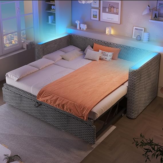 Sofá-cama doble con iluminación LED controlable por app