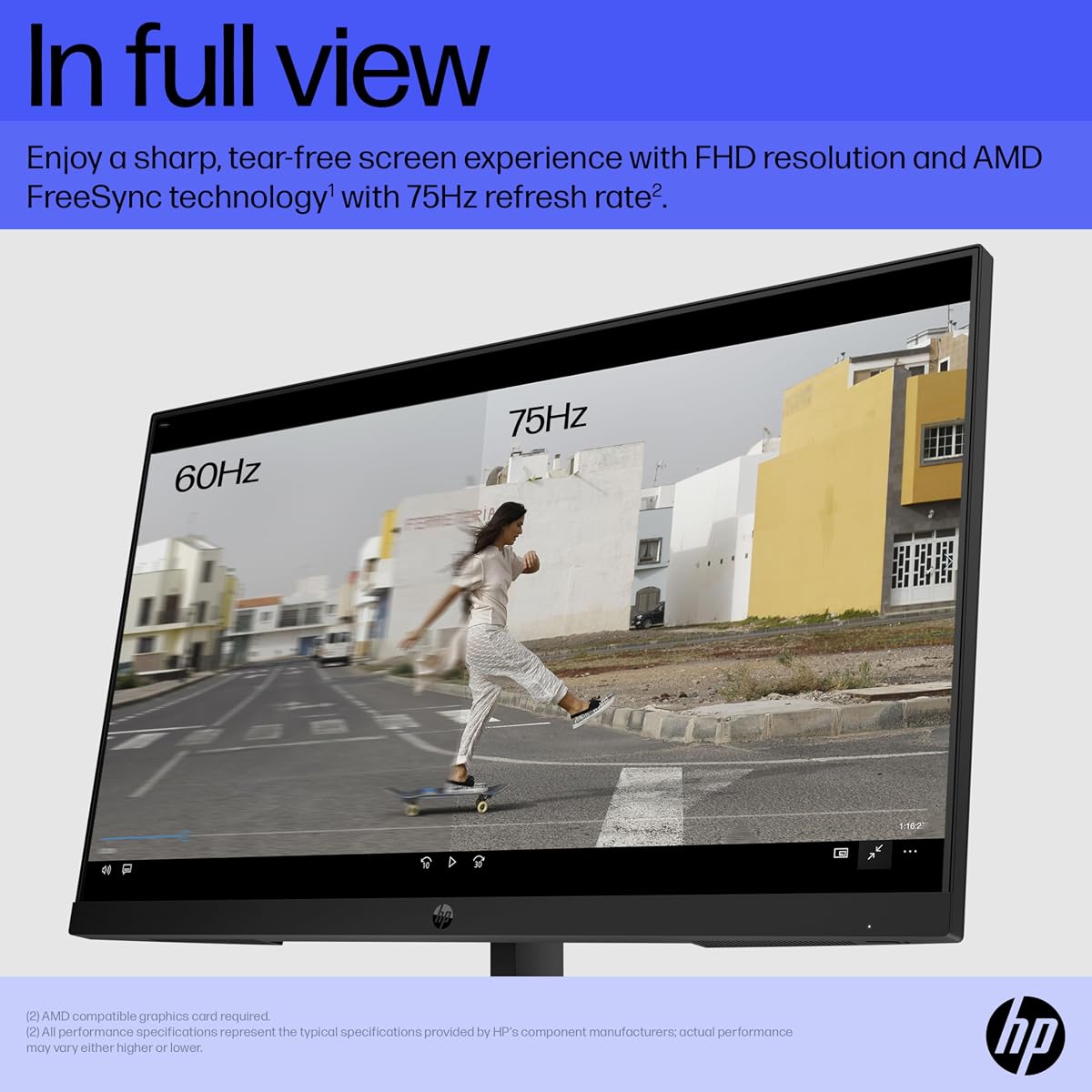 HP 21.4 5 inch Inch FHD Monitor | Full HD VA LCD Display |75hz Refresh Rate |200 Nits Brightness |3000:1 Contrast Ratio | AMD — view 3