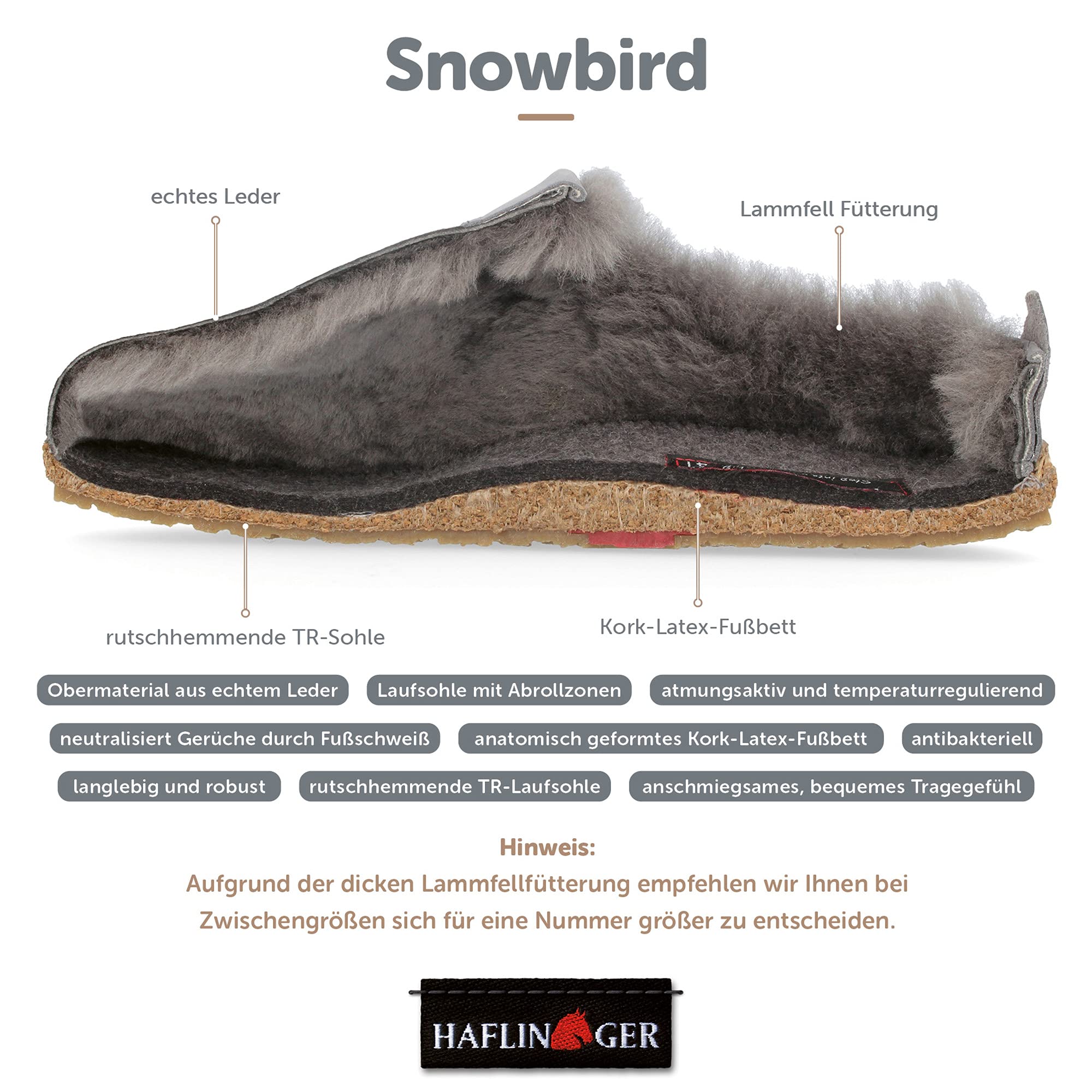 Haflinger damskie i mêskie kapcie domowe Snowbird 713015
