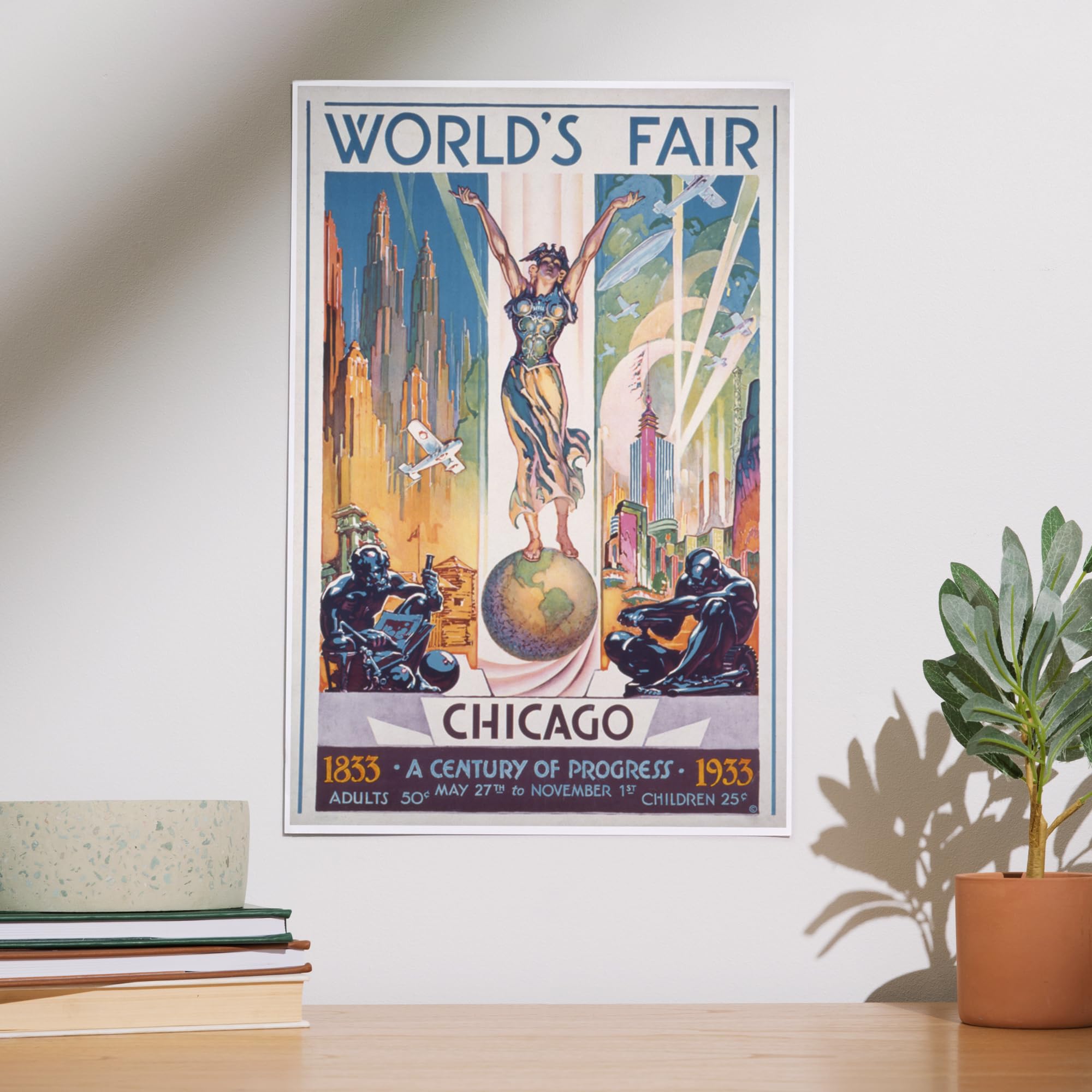 Amazon.com: Lantern Press Chicago World's Fair Poster, Woman on