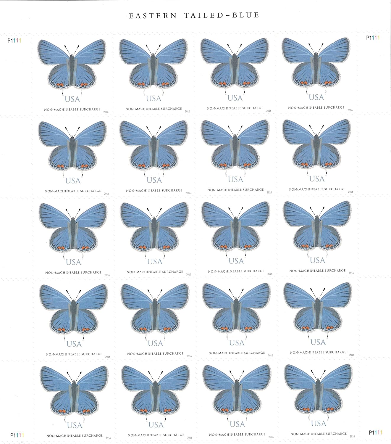 USPS Eastern TailedBlue Sheet of 20 stamps (twoounce Forever stamps