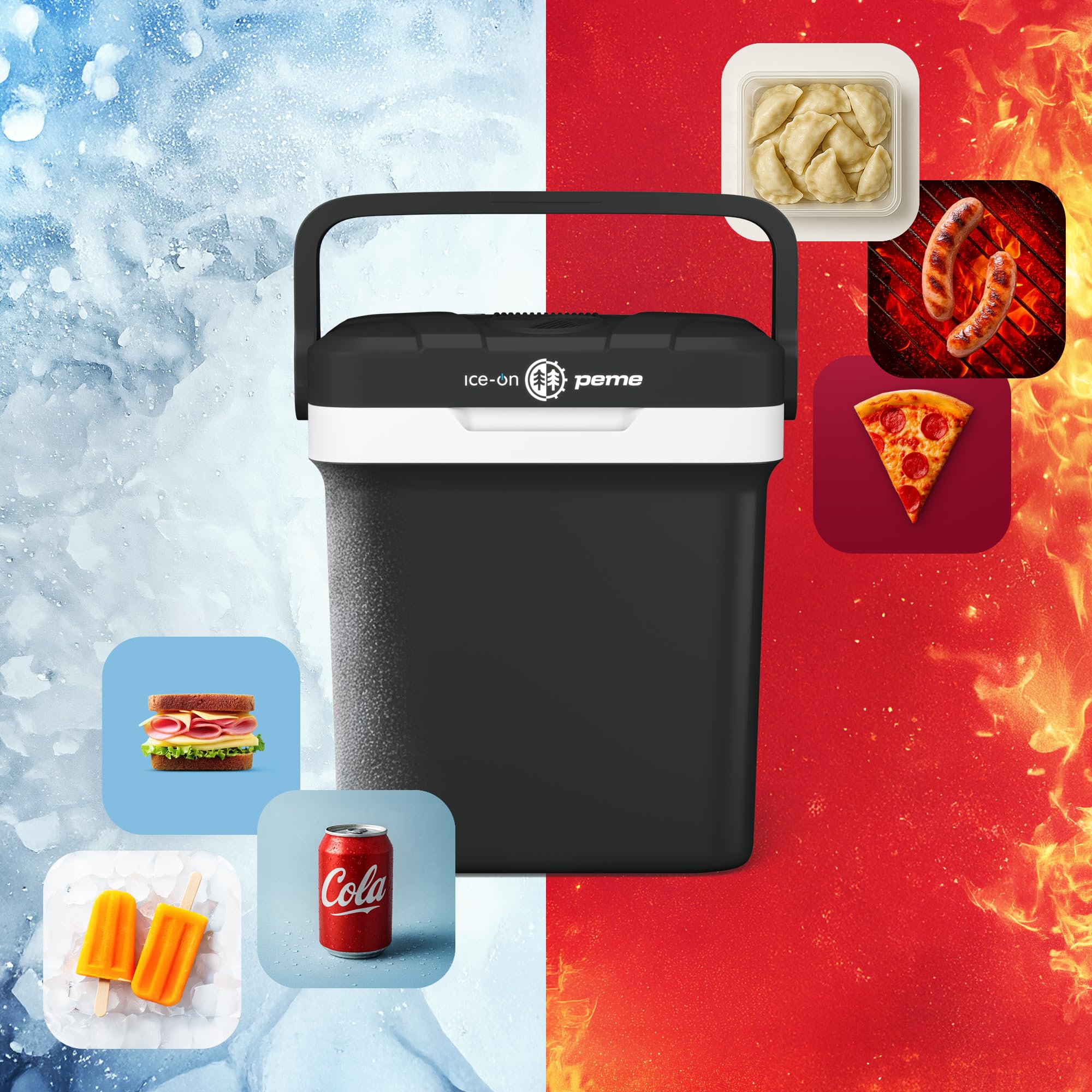 peme Kühlbox Auto Elektrisch für Camping Kühlschrank Elektrische Kühltruhe Groß Autokühlschrank Cool Box Cooler Gefrierbox mit Strom und Steckdose Car Fridge Tiefkühlbox 12V 230V 22,9L – Essential