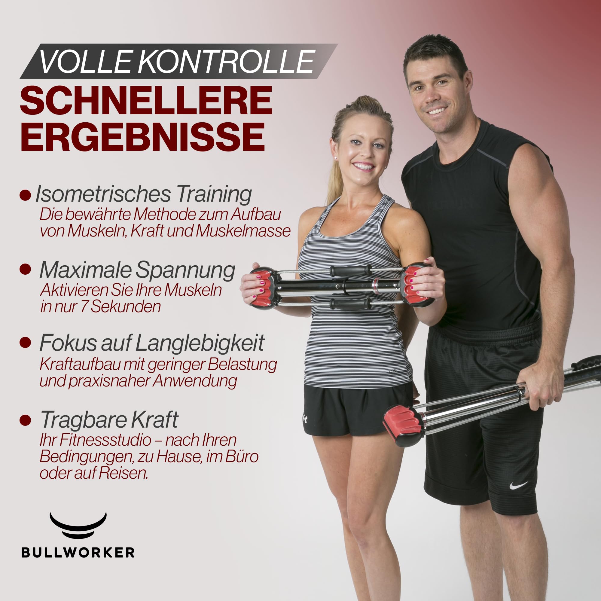 Bullworker Stahlbogen 50 cm - Tragbares Heimfitnessgerät & Gerät für isometrische Übungen für Arme, Brust, Rücken, Schultern, Rumpf, Bizeps, Trizeps, Bauchmuskeln - Krafttrainingsgerät